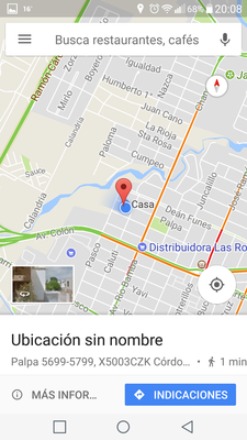 Google maps abierto despues de hacer click en el link recibido