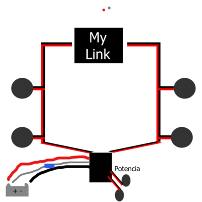 El cable gris que sale de la potencia al positivo es el remoto, que lo enciendo con un interruptor, lo hice para probar nada mas pero conectada así como esta en la imagen los parlantes que salen de la potencia no sonaban...